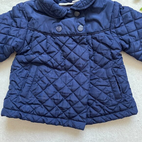 First Impressions 3-6M Navy Quilted Jacket 100% Cotton Lined EUC Baby - Picture 7 of 16